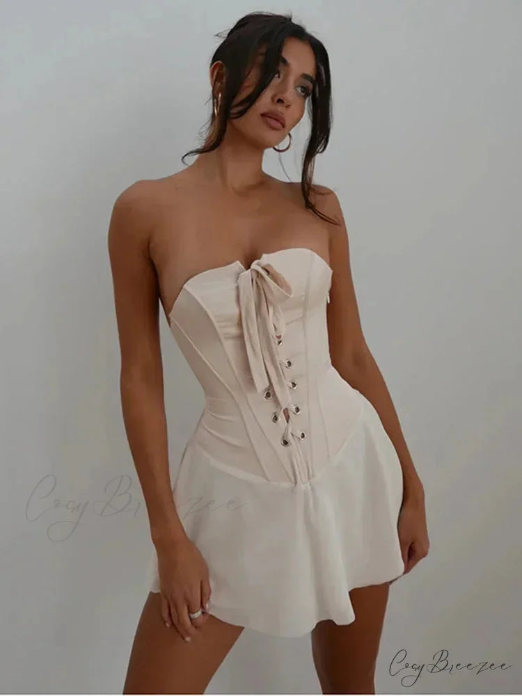 Lace Up Corset Party Club Hot Sexy Fall Mini Dress