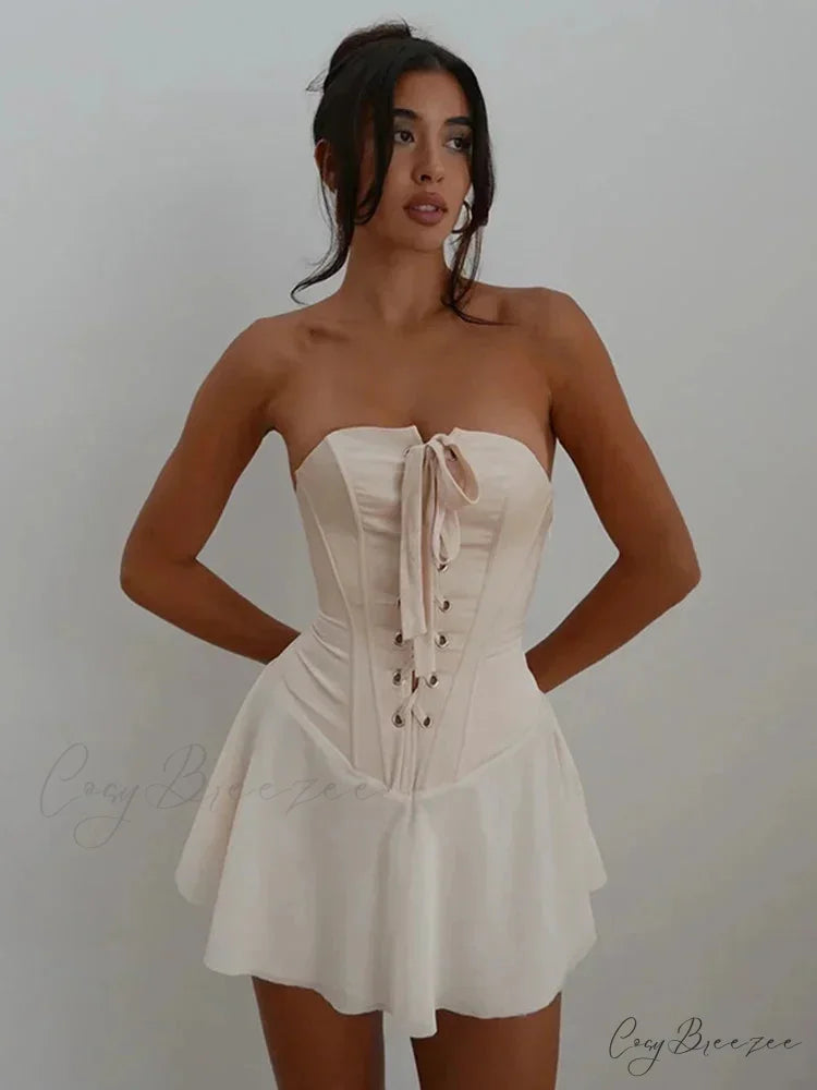 Lace Up Corset Party Club Hot Sexy Fall Mini Dress