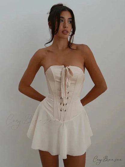 Lace Up Corset Party Club Hot Sexy Fall Mini Dress