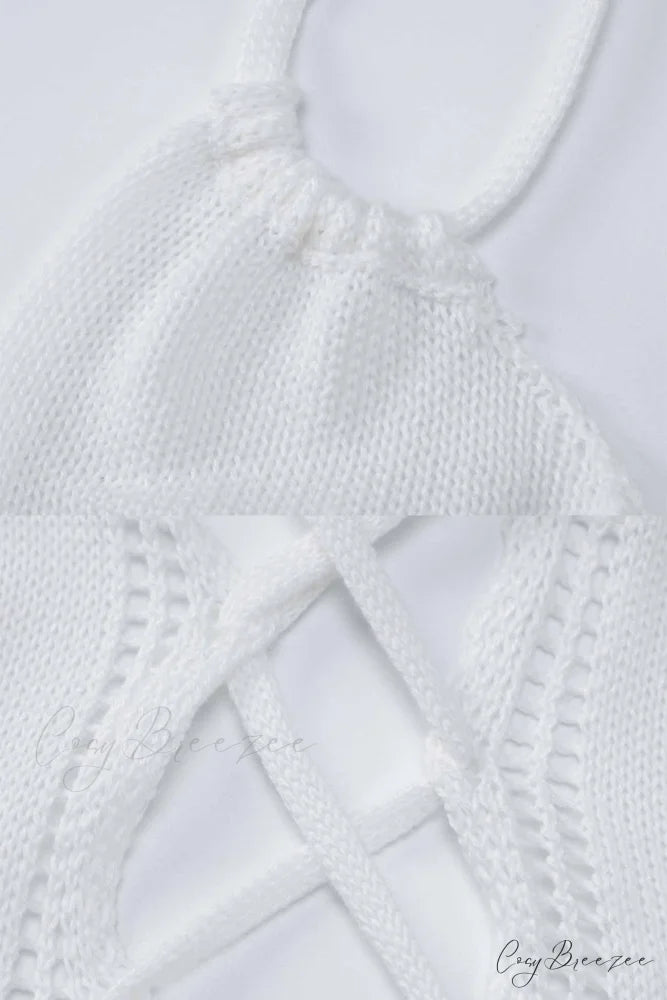 Lace Up Hollow Out Knitted Dress