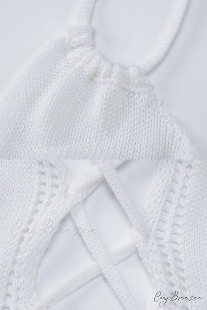 Lace Up Hollow Out Knitted Dress