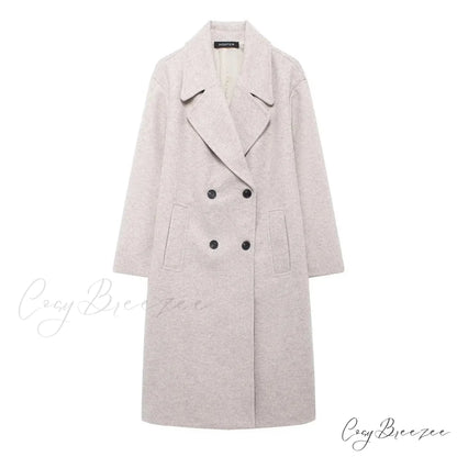 Lace-Up Mao Collar Big Lapel Coat Light pink / XS overcoats-241228