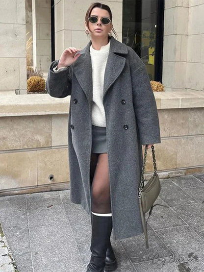 Lace-Up Mao Collar Big Lapel Coat overcoats-241228