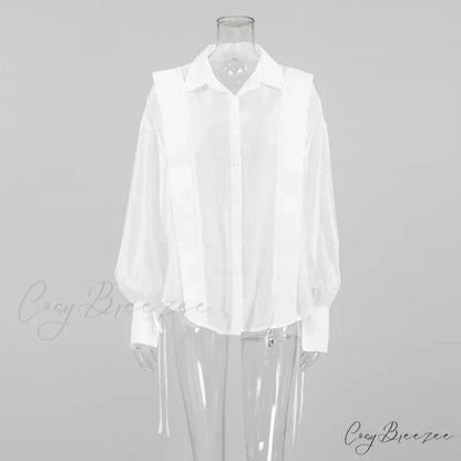 Lace-Up Transparent Casual Shirt blouse-250223