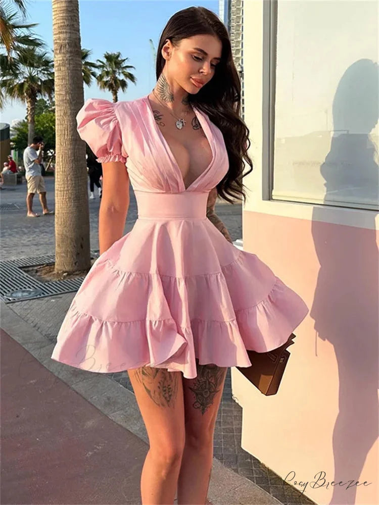 Lacy Frilled Coverage Secure Short minidress-250223