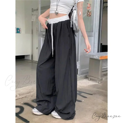Lacy Spliced Ribbon Straight Y2K Trend Pant pant-250223