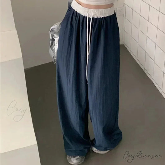 Lacy Spliced Ribbon Straight Y2K Trend Pant pant-250223