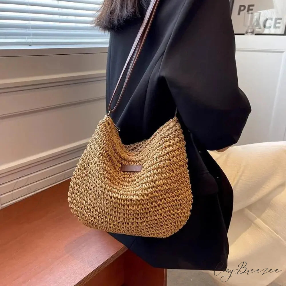 Ladies Summer Straw Crossbody Shoulder Bag shoulder-250126