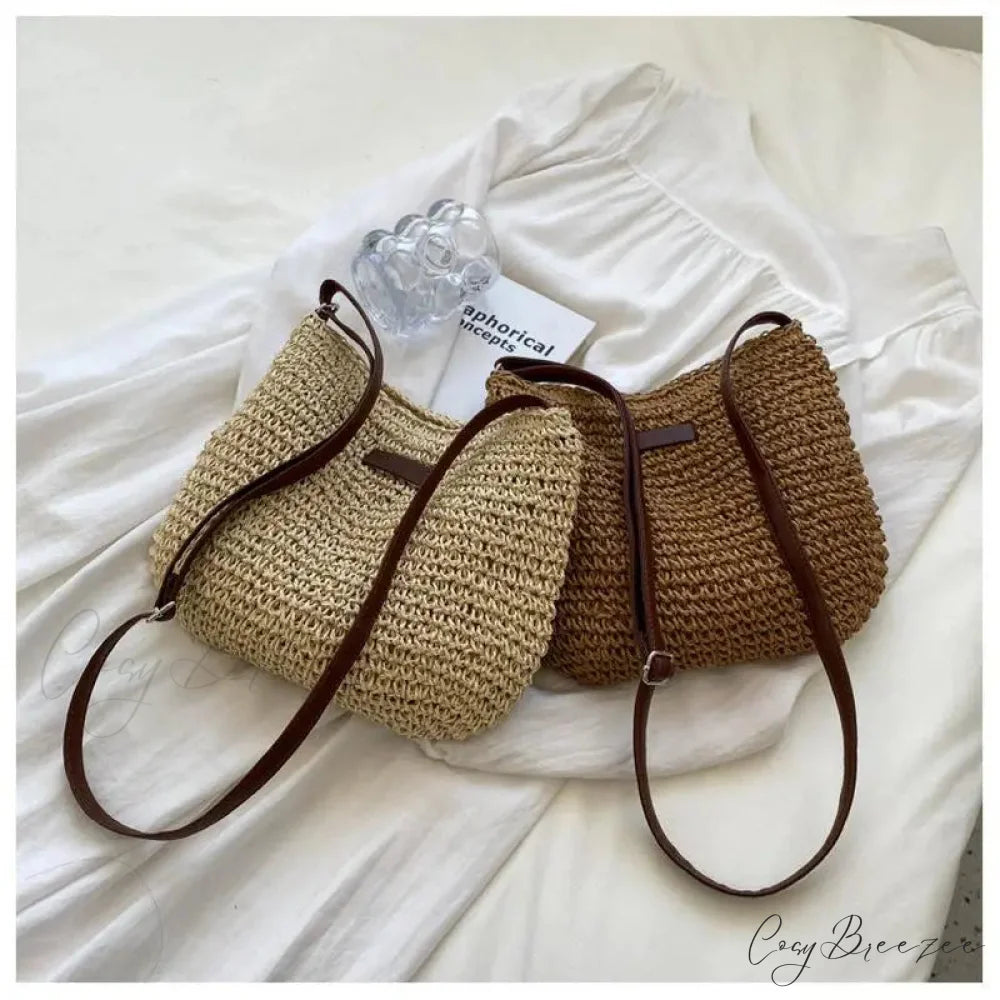 Ladies Summer Straw Crossbody Shoulder Bag shoulder-250126
