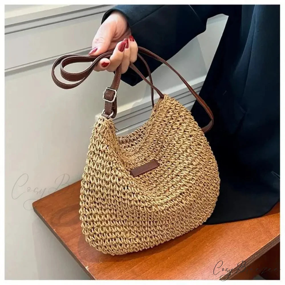 Ladies Summer Straw Crossbody Shoulder Bag shoulder-250126