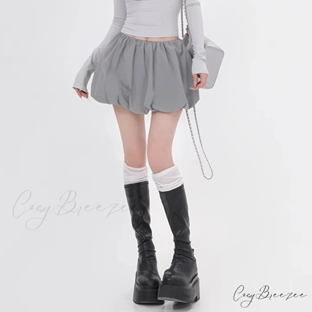 Lantern Bubble Stretch Skirt GRAY / S skirts-250223