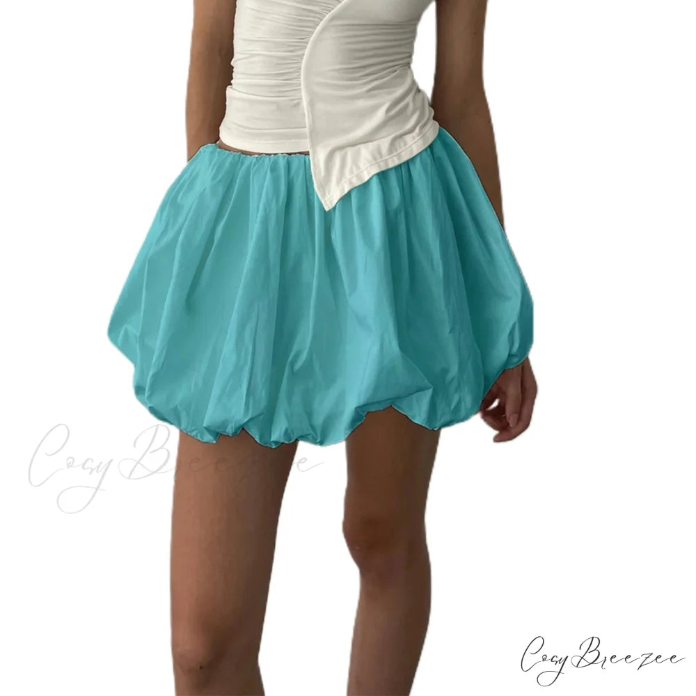 Lantern Bubble Stretch Skirt Malachite Blue / S skirts-250223