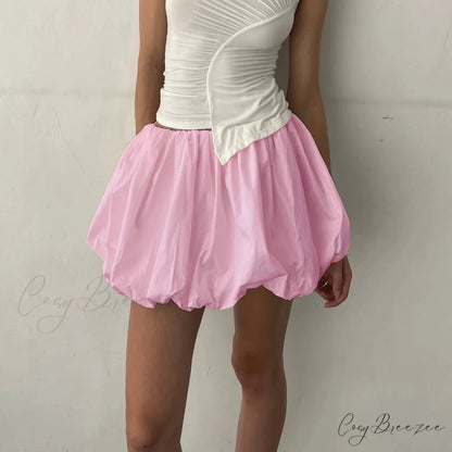 Lantern Bubble Stretch Skirt Pink / S skirts-250223