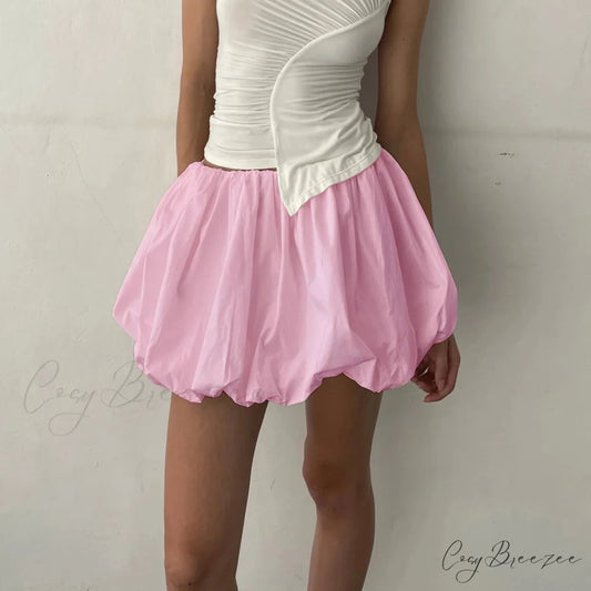 Lantern Bubble Stretch Skirt Pink / S skirts-250223