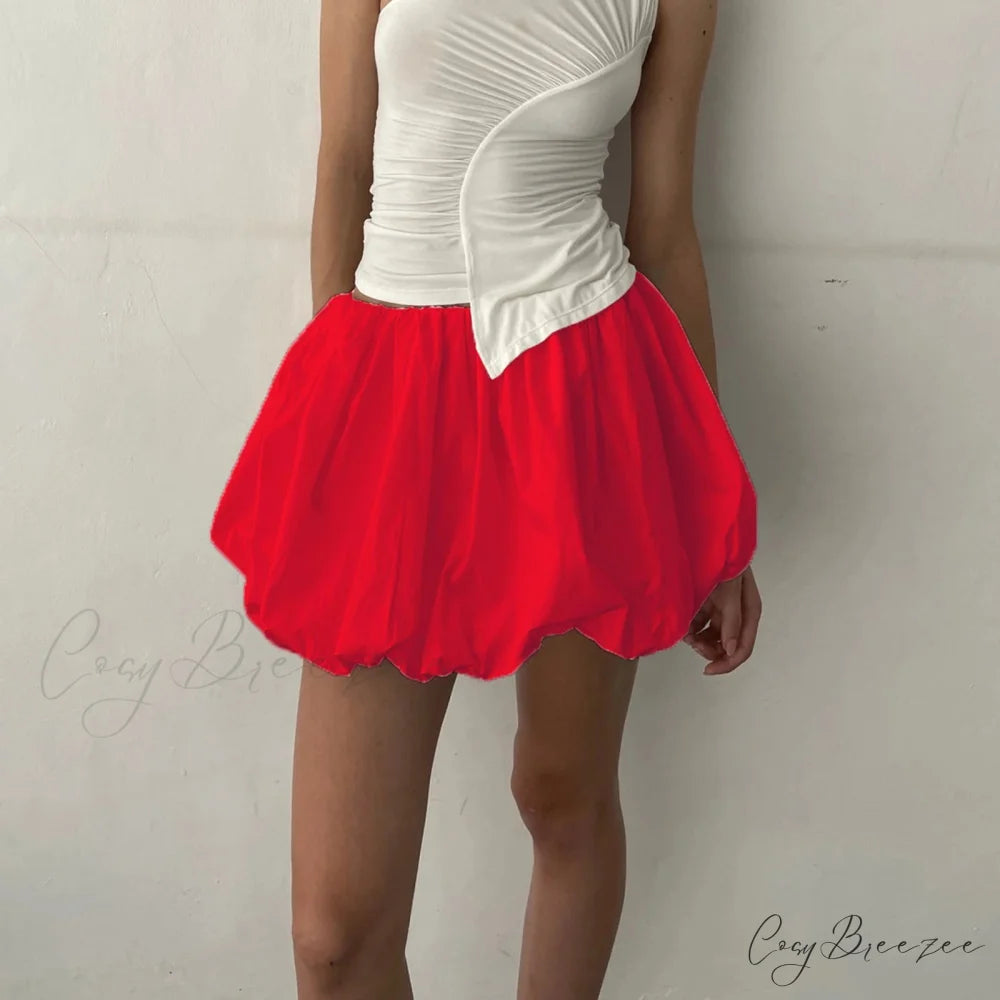 Lantern Bubble Stretch Skirt skirts-250223