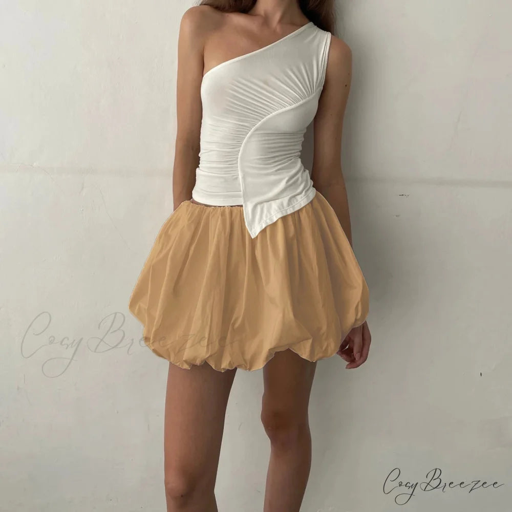 Lantern Bubble Stretch Skirt Yellow / S skirts-250223