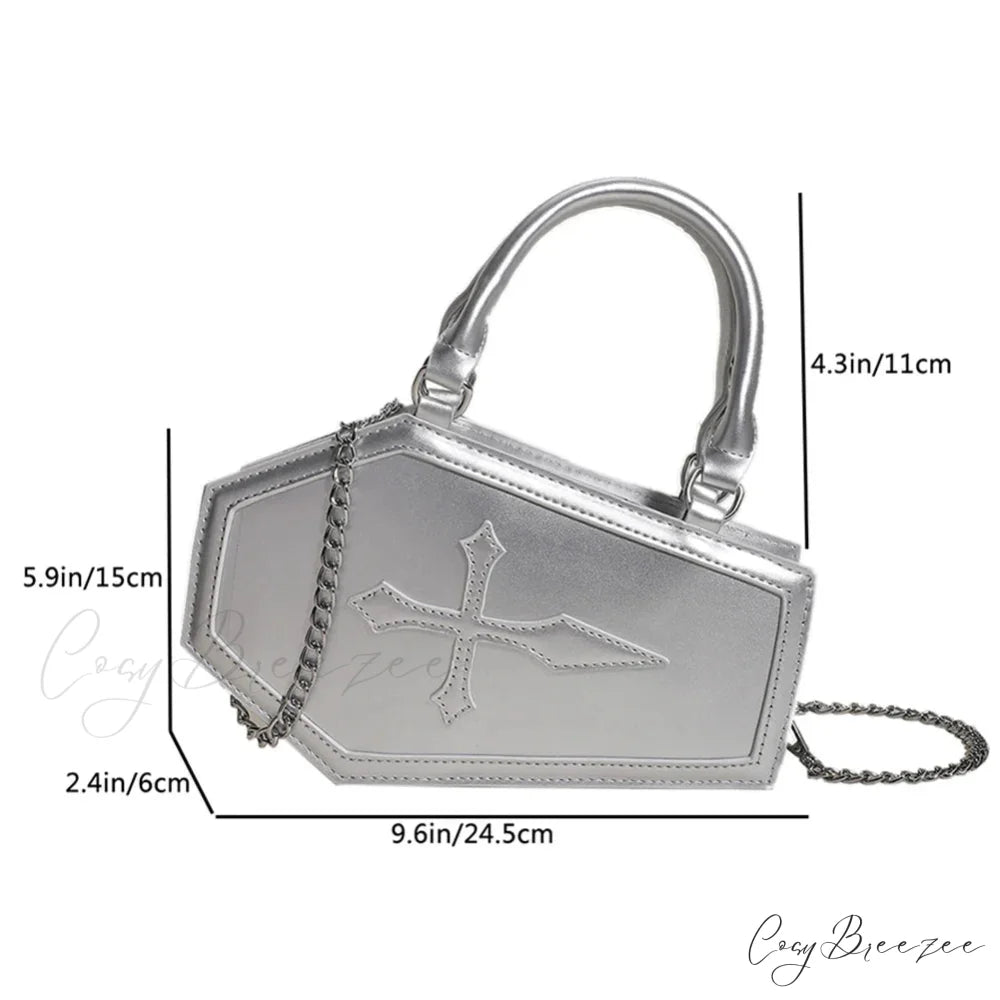 Large Capacity Coffin Shape Phone Shoulder PU Top Handle Travel Cosmetic Crossbody Bag