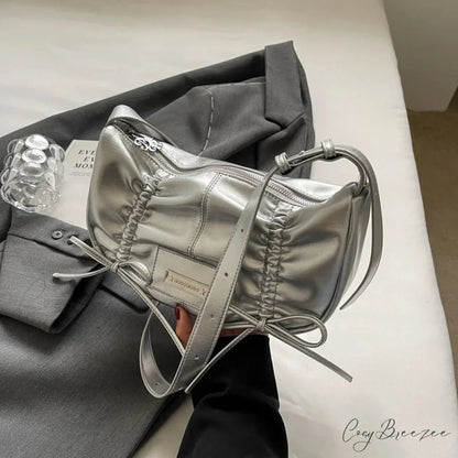 Large Capacity Messenger Bag Silver shoulder-250126