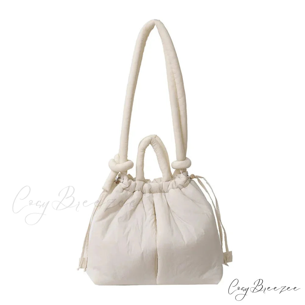 Large Capacity Nylon Puffer Tote Designer Handbag Beige handbag-250126