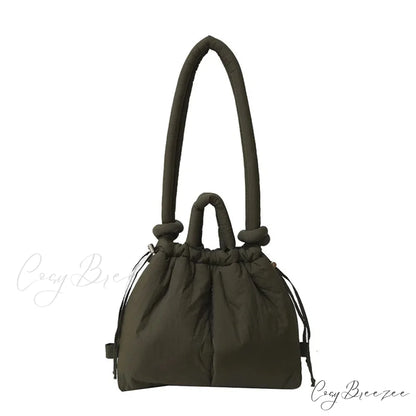Large Capacity Nylon Puffer Tote Designer Handbag Green handbag-250126