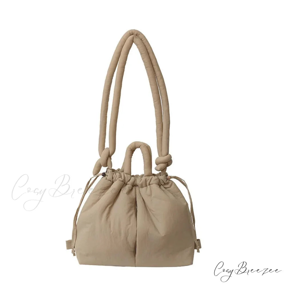 Large Capacity Nylon Puffer Tote Designer Handbag Khaki handbag-250126