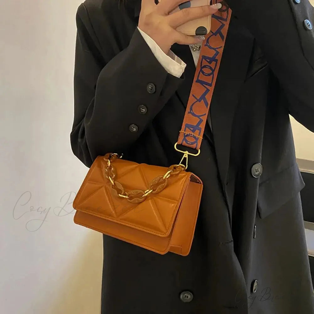 Large Capacity PU Leather Casual Crossbody Brown crossbody-250126