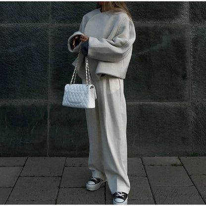 Large Collar Stylish Wool Crop Coat
