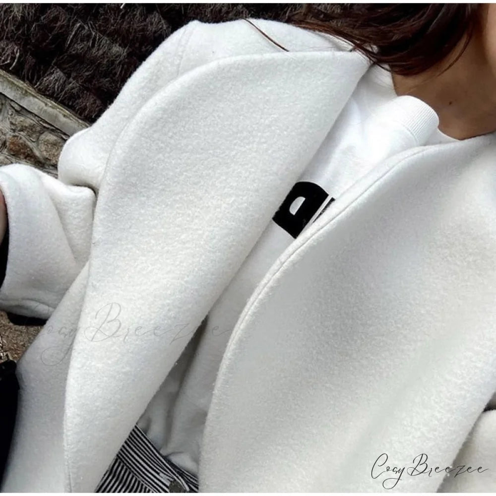 Large Collar Stylish Wool Crop Coat