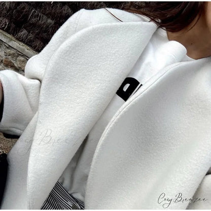Large Collar Stylish Wool Crop Coat