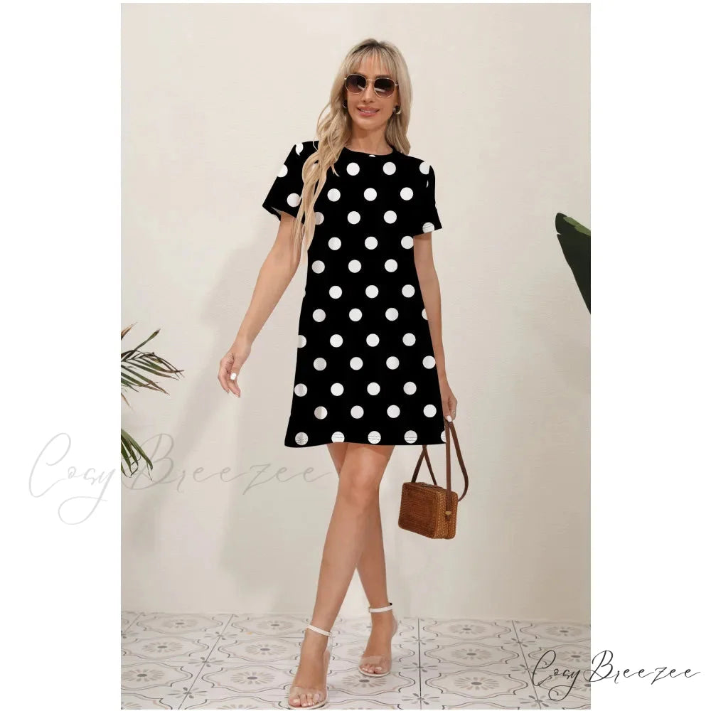 Latest Summer Fashion Floral Print Round Neck Dress color18 / S oldfloraldress-250126