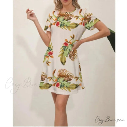 Latest Summer Fashion Floral Print Round Neck Dress oldfloraldress-250126