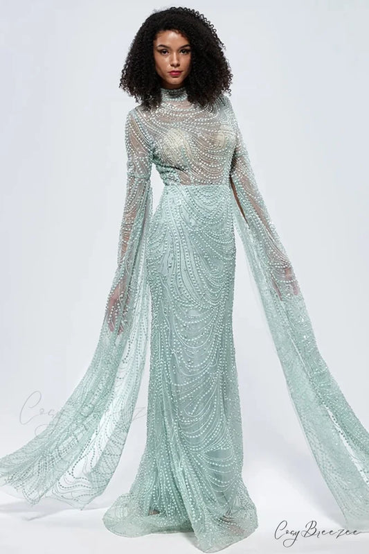 Lavanya Beaded Graceful Maxi Dress Turquoise / 2