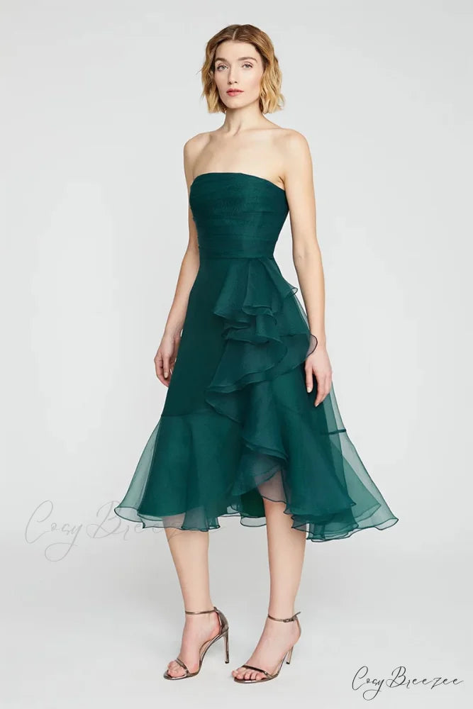 Lavish Elegance Graceful Strapless Midi Dress