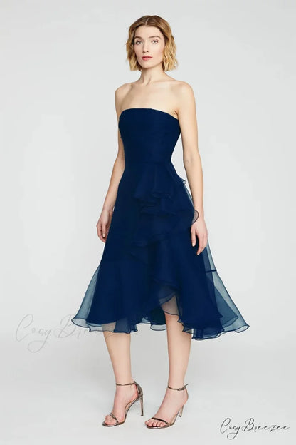 Lavish Elegance Graceful Strapless Midi Dress
