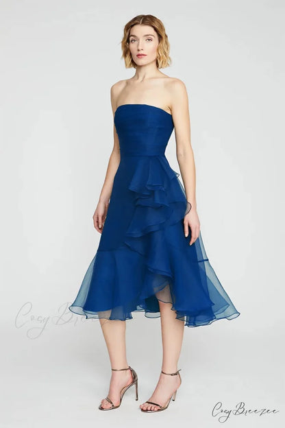 Lavish Elegance Graceful Strapless Midi Dress