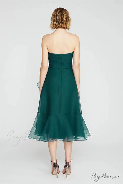 Lavish Elegance Graceful Strapless Midi Dress