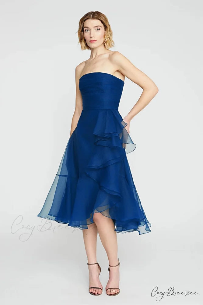 Lavish Elegance Graceful Strapless Midi Dress