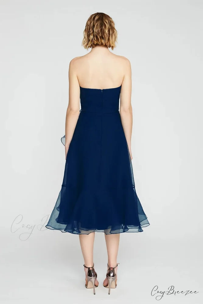 Lavish Elegance Graceful Strapless Midi Dress