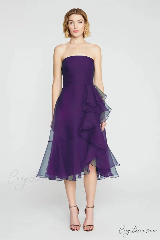 Lavish Elegance Graceful Strapless Midi Dress