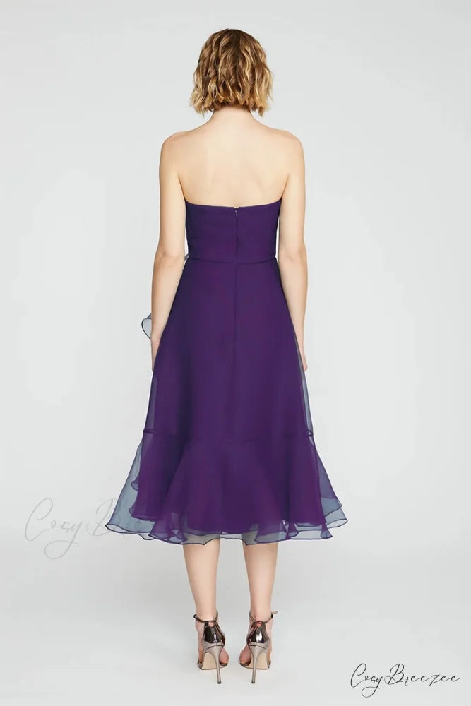 Lavish Elegance Graceful Strapless Midi Dress