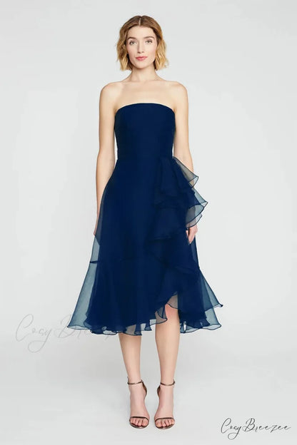 Lavish Elegance Graceful Strapless Midi Dress