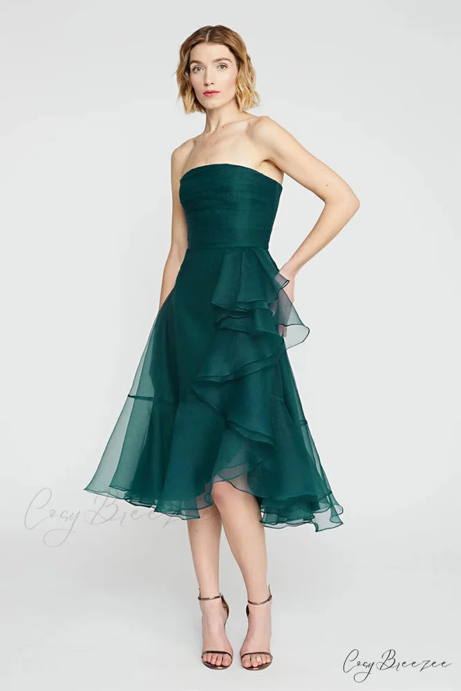 Lavish Elegance Graceful Strapless Midi Dress