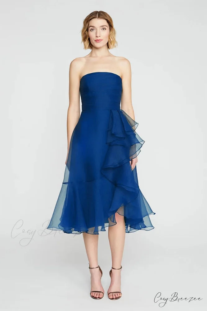 Lavish Elegance Graceful Strapless Midi Dress Royal Blue / 2