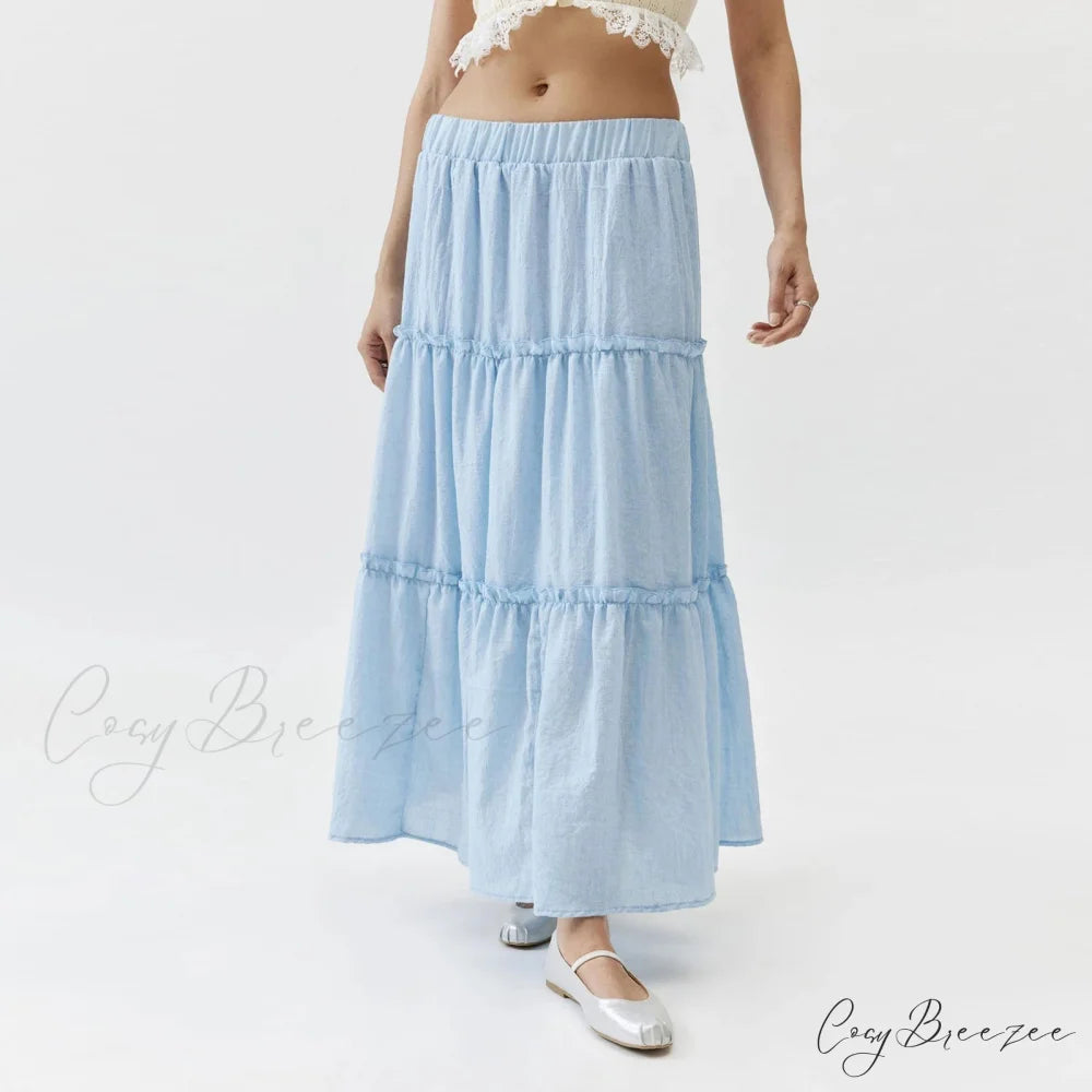 Layered Bohemian Ruffle Trim Skirt skirts-250223