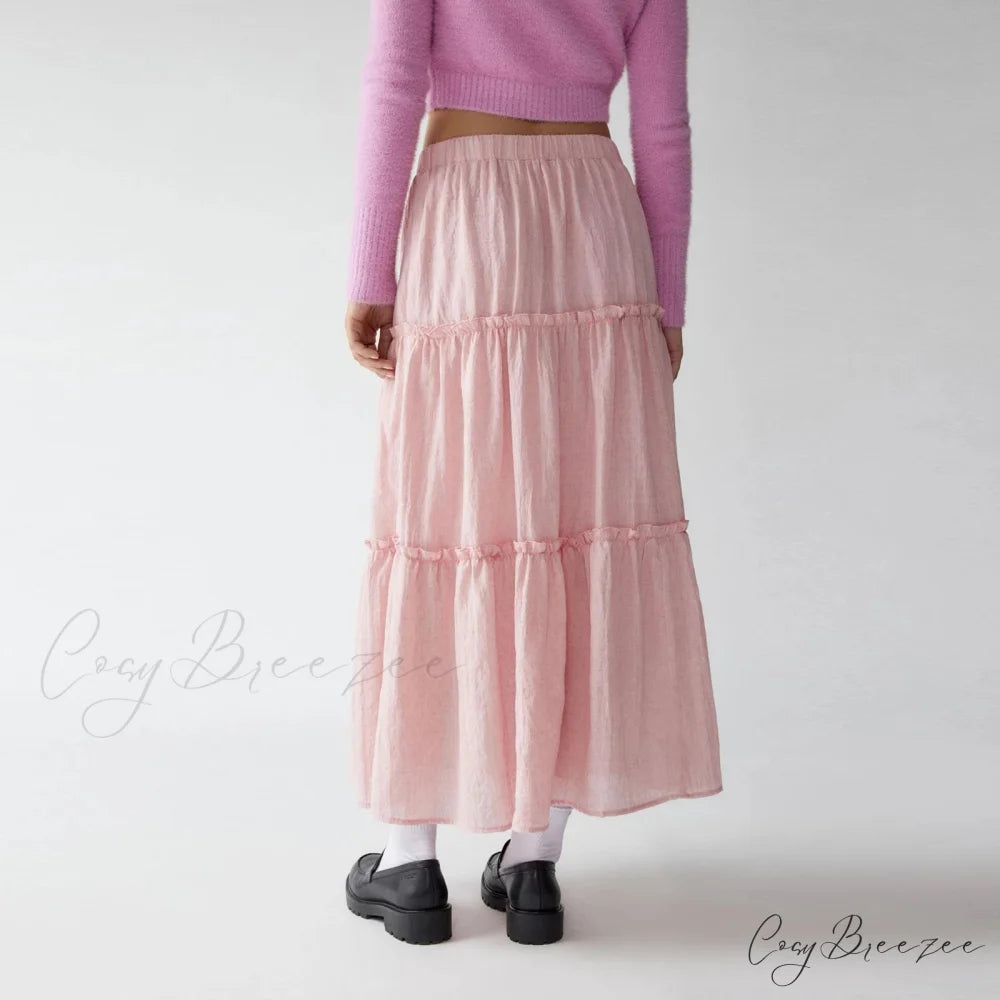 Layered Bohemian Ruffle Trim Skirt skirts-250223