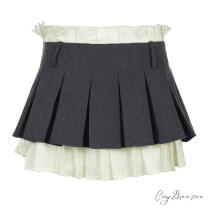 Layered High-Waisted Stylish Mini Skirt Gray / S