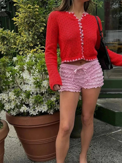 Layered Lace Bow Bloomer Shorts short-250223