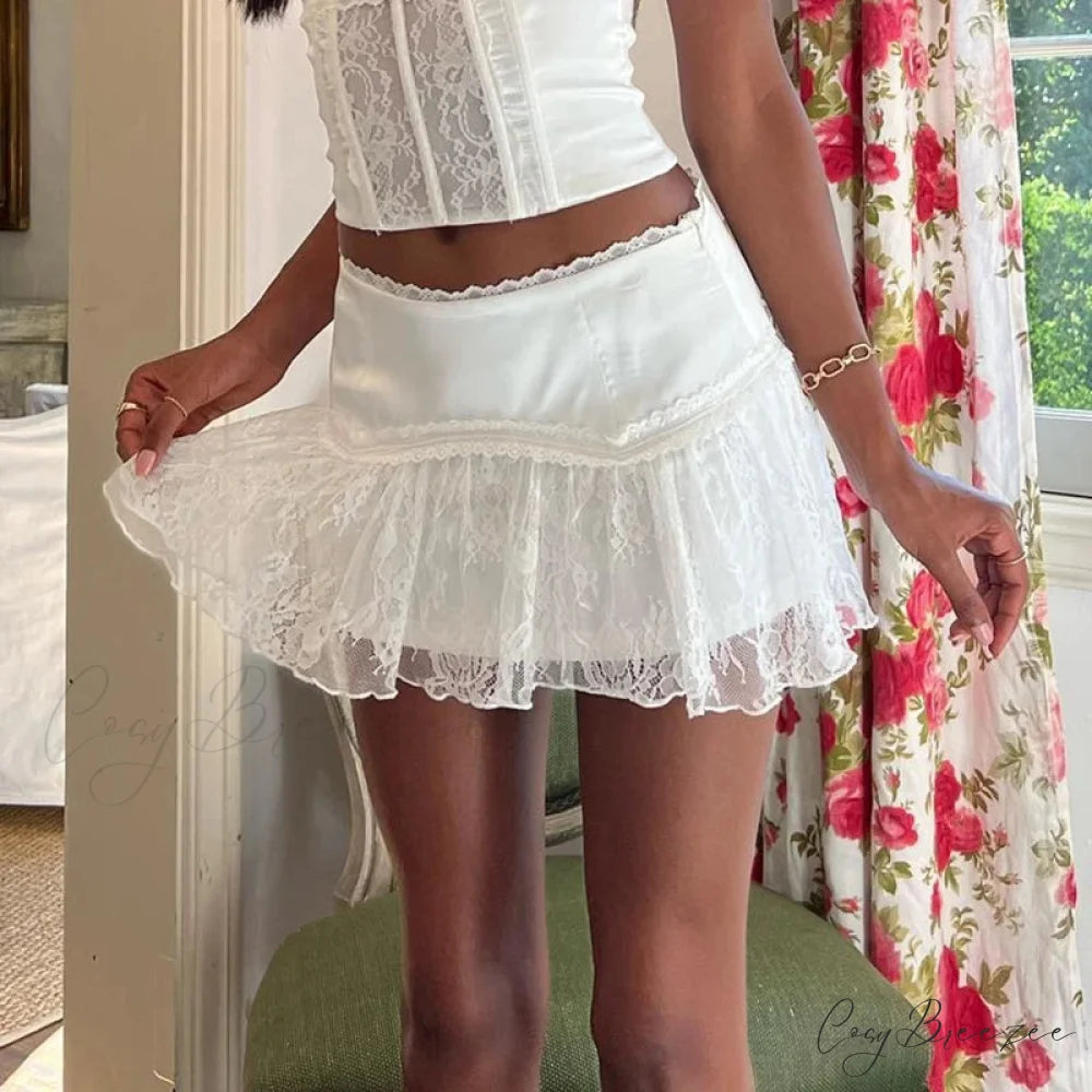 Layered Lace Flowy Ruffle Skirt skirts-250223