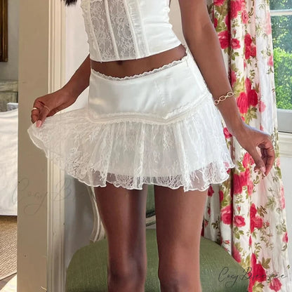 Layered Lace Flowy Ruffle Skirt skirts-250223