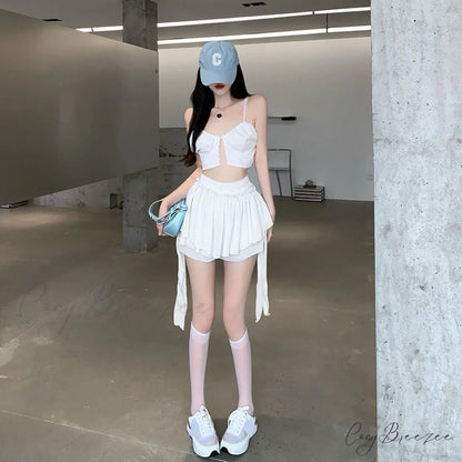 Layered Mesh Stylish Ruffle Mini Skirt